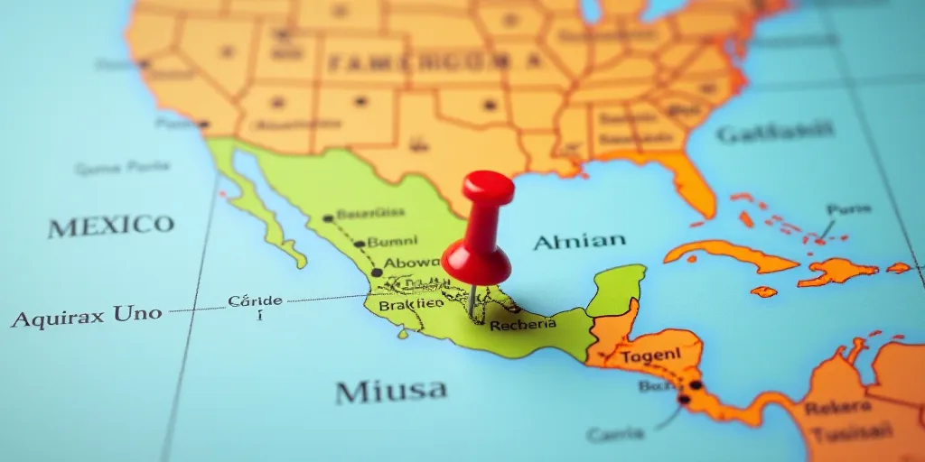 a map with a pin in mexico on it that says mexico on it and a map of mexico with a pin in it, Aquira