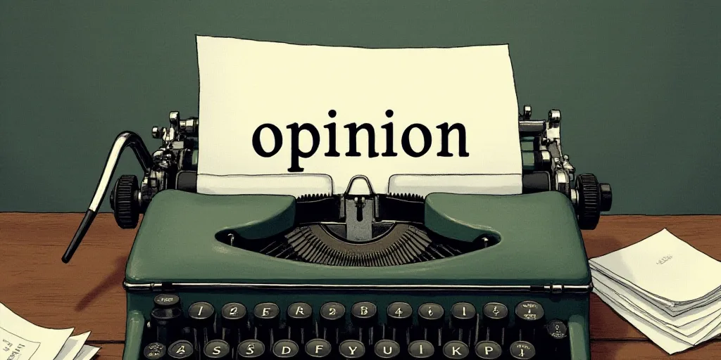 a typewriter with a lot of papers on it and the words opinion written in black and white on the top,