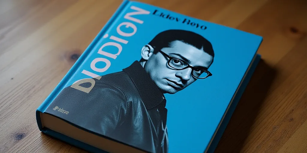 a blue book cover with a photo of a man in glasses and a black jacket on it, and the words, opinion,