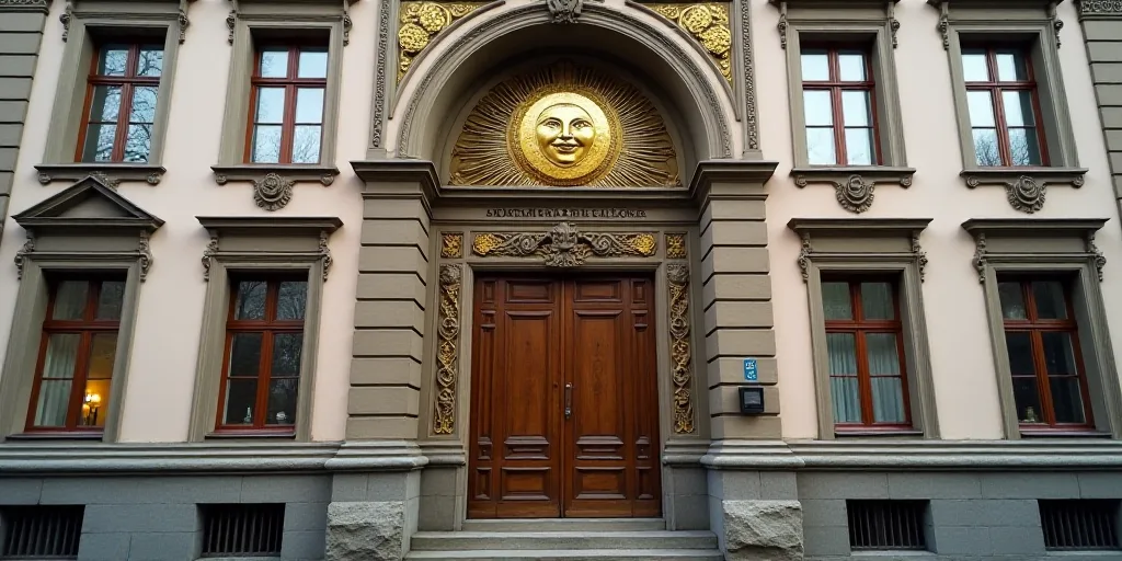 a building with a sign that says bolsa de valores de luna on it's front, Enguerrand Quarton, ilm, a