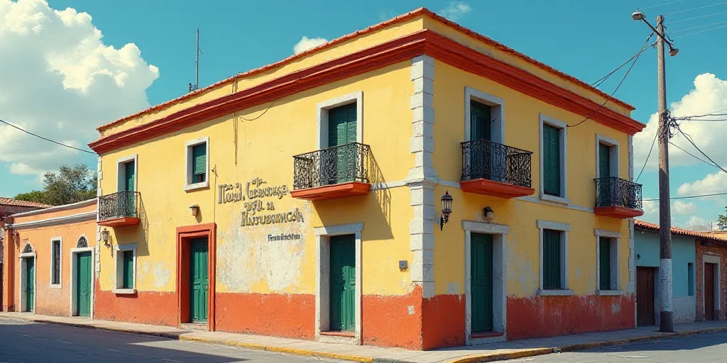 a building with a sign that says italia general de la republicaa on it's side, Federico Uribe, ignac