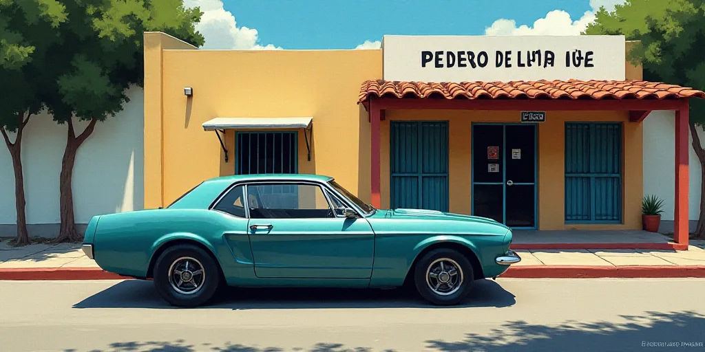 a car is parked in front of a building with a sign on it that says poder judicial de la ferrete, Fed
