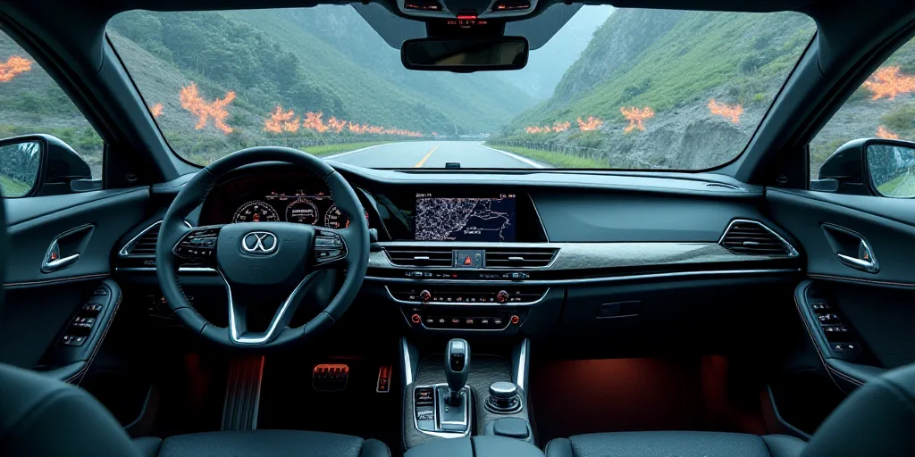 a car with a lot of different electronic devices in it's dashboards and a map of the area, Ai-Mitsu,