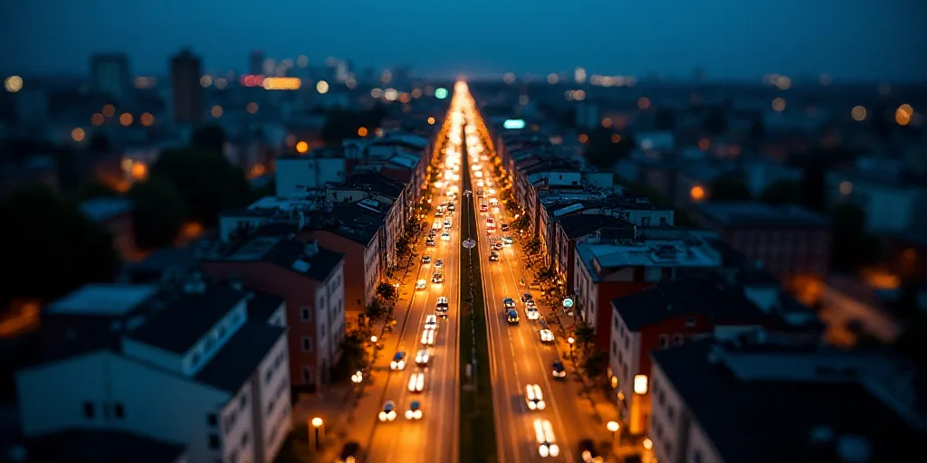 a city street at night with a lot of traffic and buildings lit up at night time with lights on, Cefe