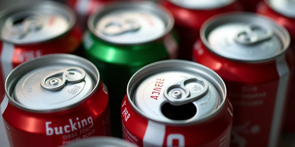 a close up of a bunch of cans of soda with numbers on them and a number on the bottom, Andries Stock
