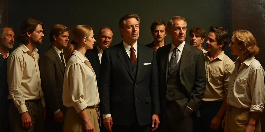 a group of people standing around a man in a suit and tie and a woman in a dress shirt, Bernie D’A