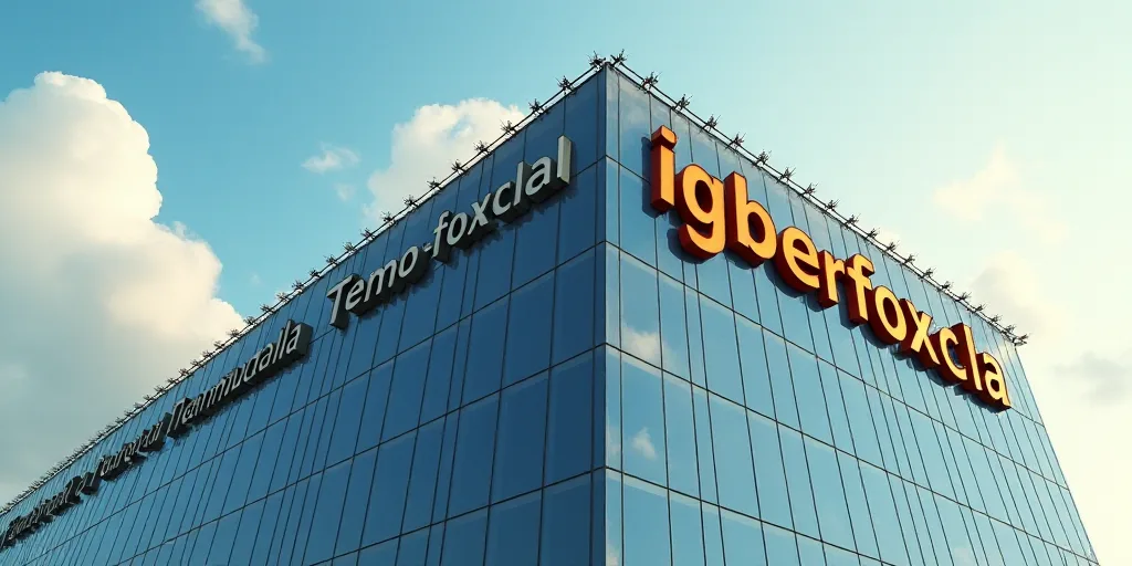 a large building with a sign on top of it's side and a sky background behind it that says igberfoxcl