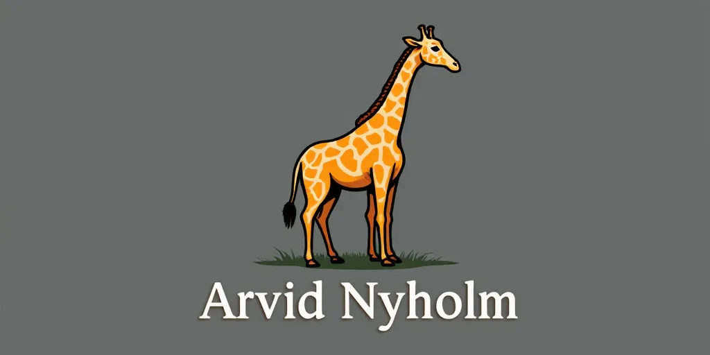 a logo for a company with a giraffe on it's side and a name underneath it, Arvid Nyholm, logo, a com