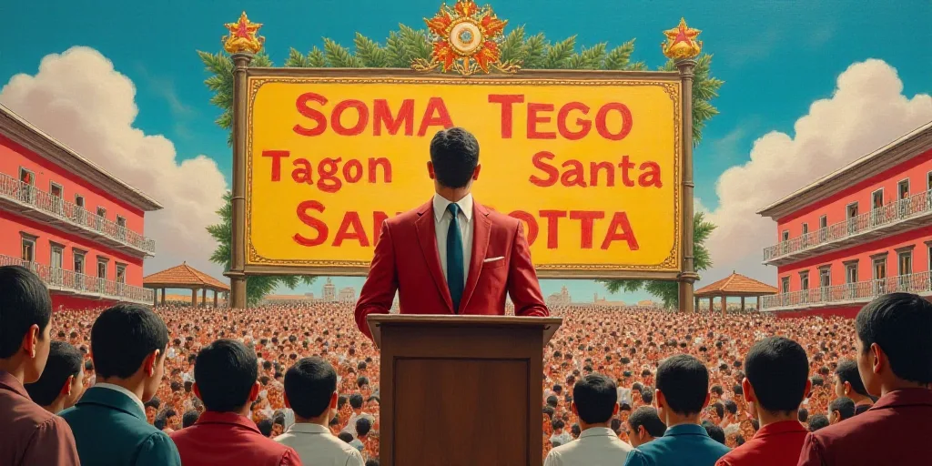 a man standing at a podium in front of a crowd of people in front of a sign that reads operativo sem