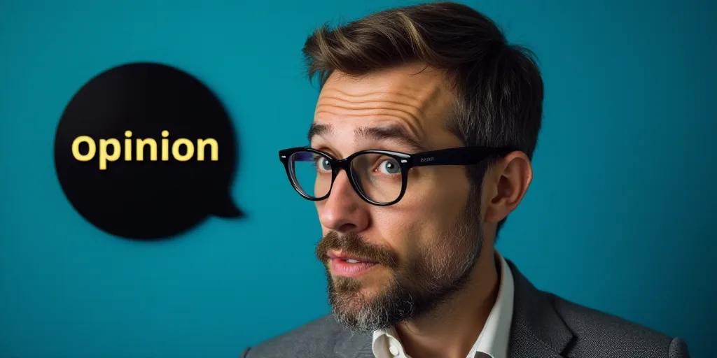 a man with glasses is looking at the camera and has a blue background with a black circle with the w