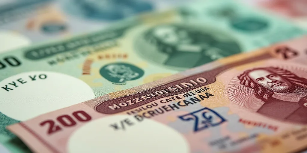 a mexican twenty peso note and twenty peso bills are shown in this picture illustration taken in mex
