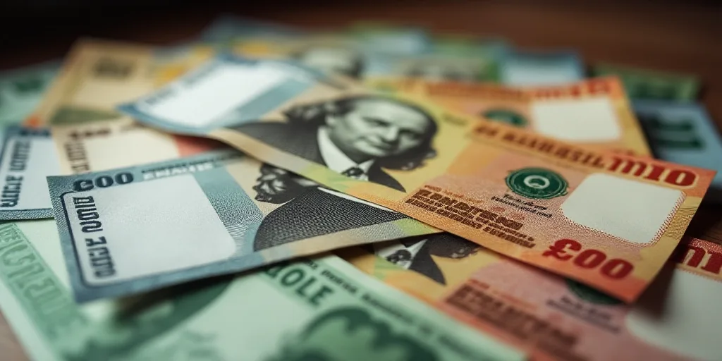 a pile of mexican currency sitting on top of each other on a table top with a lot of money, Aquirax
