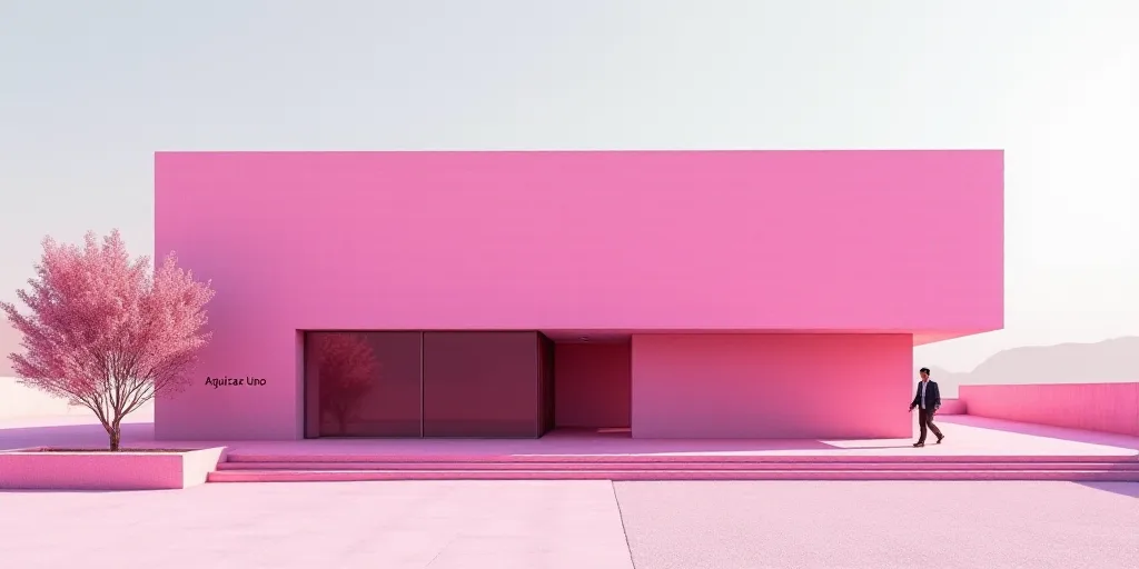 a pink building with a man walking in front of it and a pink sign that says, instituto provincial el