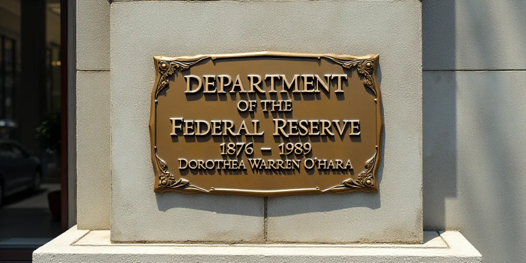 a plaque on the side of a building that says department of the federal reserve, 1876 - 1989 on it, D