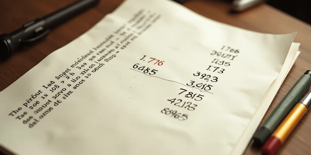 a sheet of paper with a picture of a table of numbers and numbers on it, and a list of numbers, Aqui