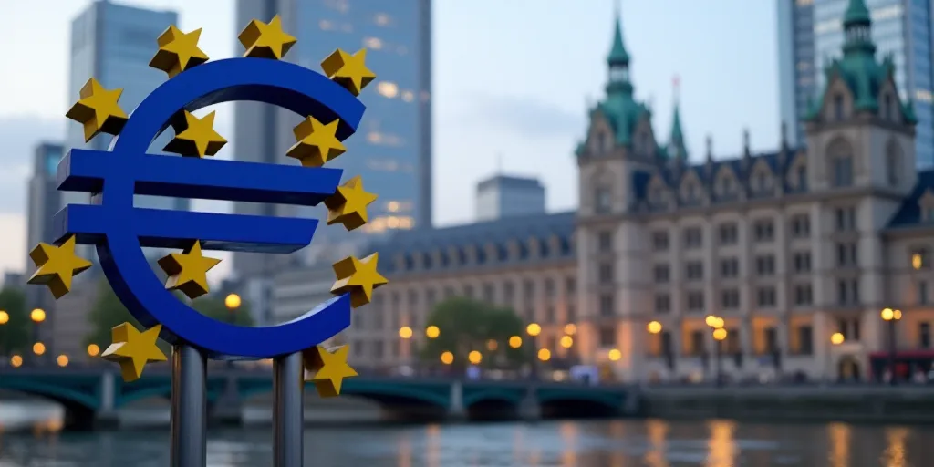 a sign for a european central bank in front of a building in the city of london, england, uk, Évari