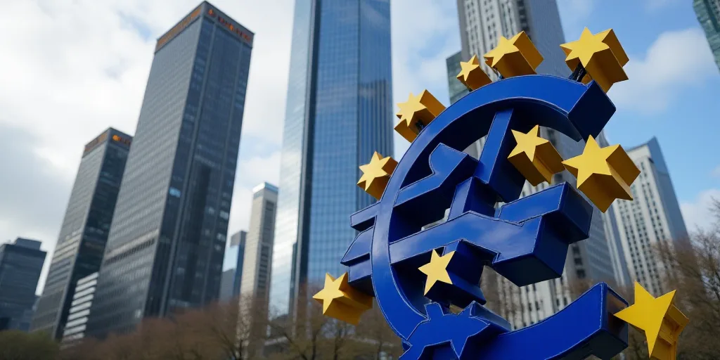a sign for a european central bank in front of a building in the city of london, england, uk, Évari