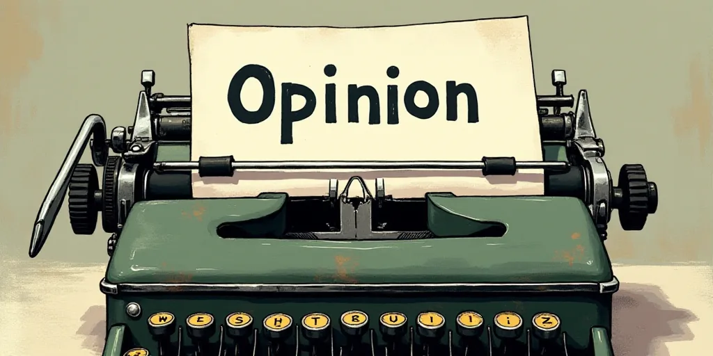 a typewriter with a lot of papers on it and the words opinion written in black and white on the top,