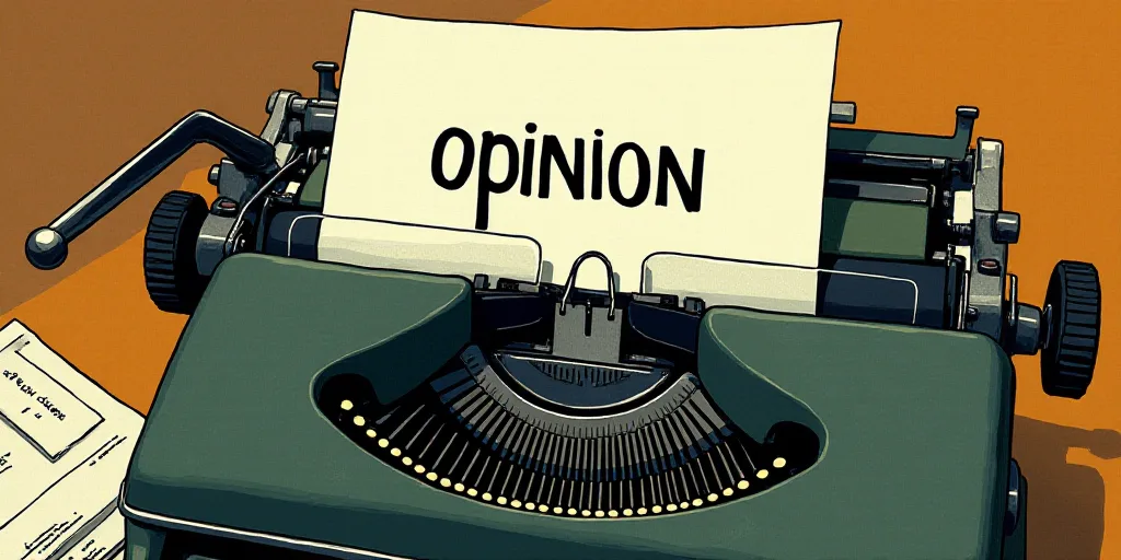 a typewriter with a lot of papers on it and the words opinion written in black and white on the top,