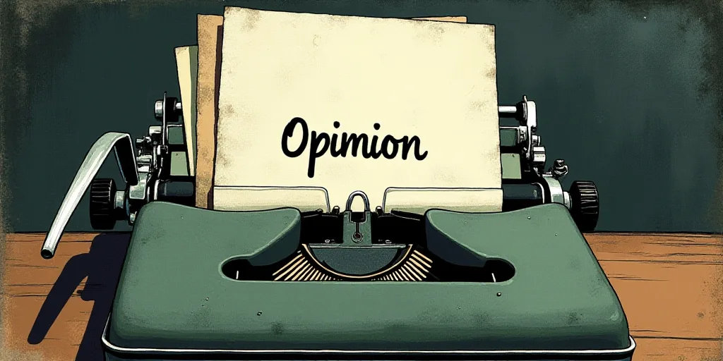 a typewriter with a lot of papers on it and the words opinion written in black and white on the top,