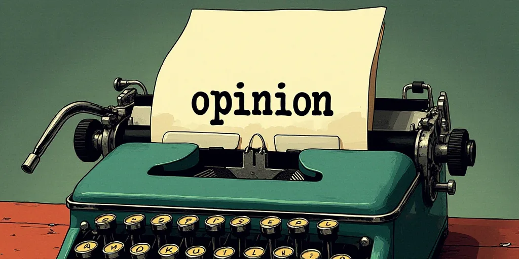 a typewriter with a lot of papers on it and the words opinion written in black and white on the top,