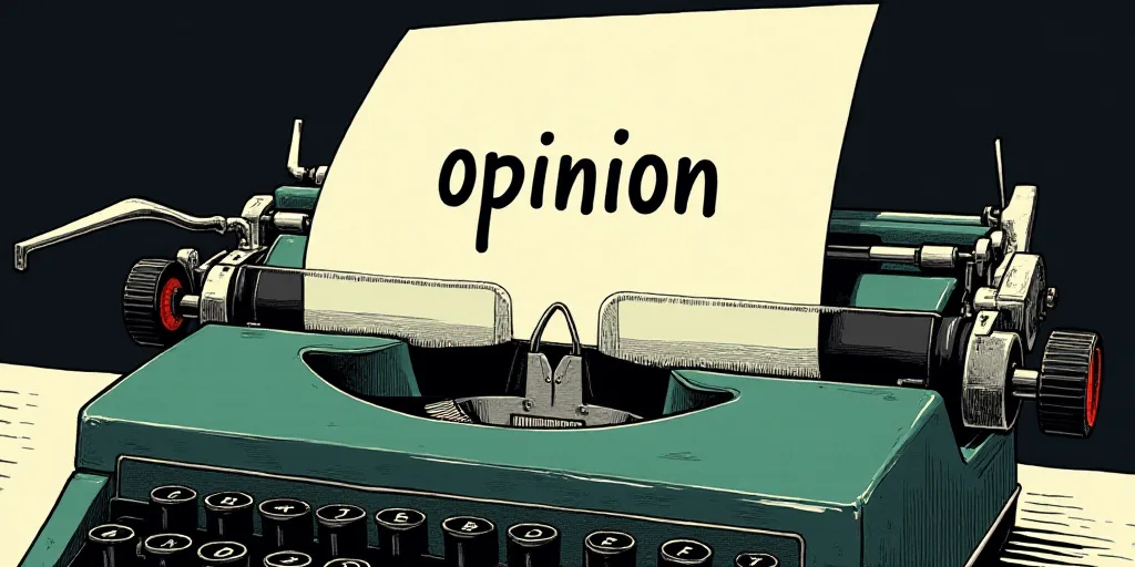 a typewriter with a lot of papers on it and the words opinion written in black and white on the top,