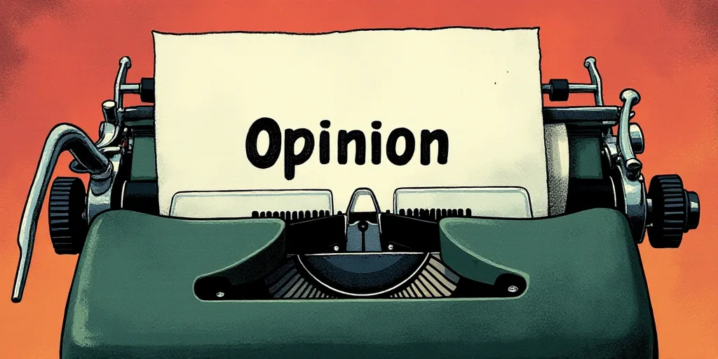 a typewriter with a lot of papers on it and the words opinion written in black and white on the top,