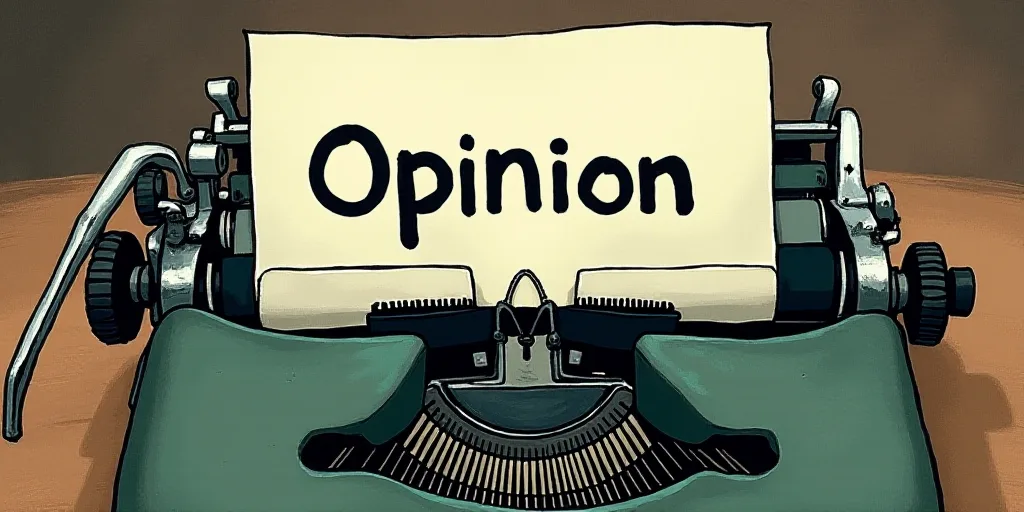 a typewriter with a lot of papers on it and the words opinion written in black and white on the top,