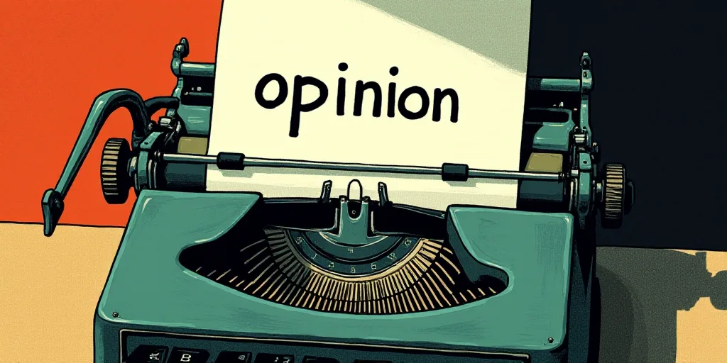 a typewriter with a lot of papers on it and the words opinion written in black and white on the top,