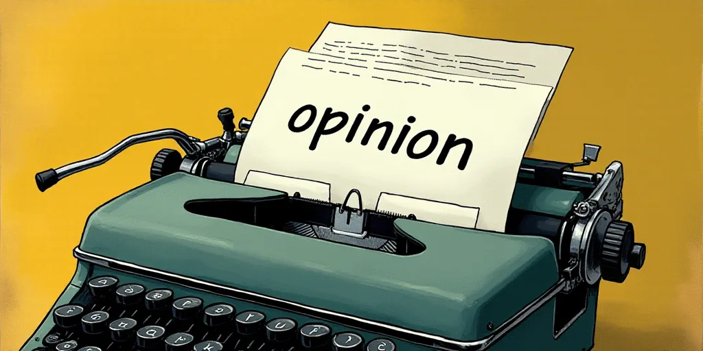 a typewriter with a lot of papers on it and the words opinion written in black and white on the top,