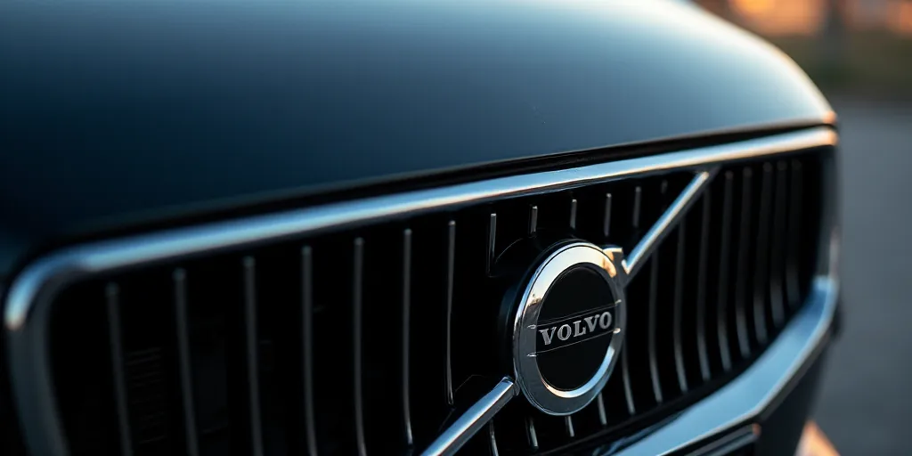 a volvo emblem on a car grill with a reflection of the company logo on it's grill grille, Art & Lang