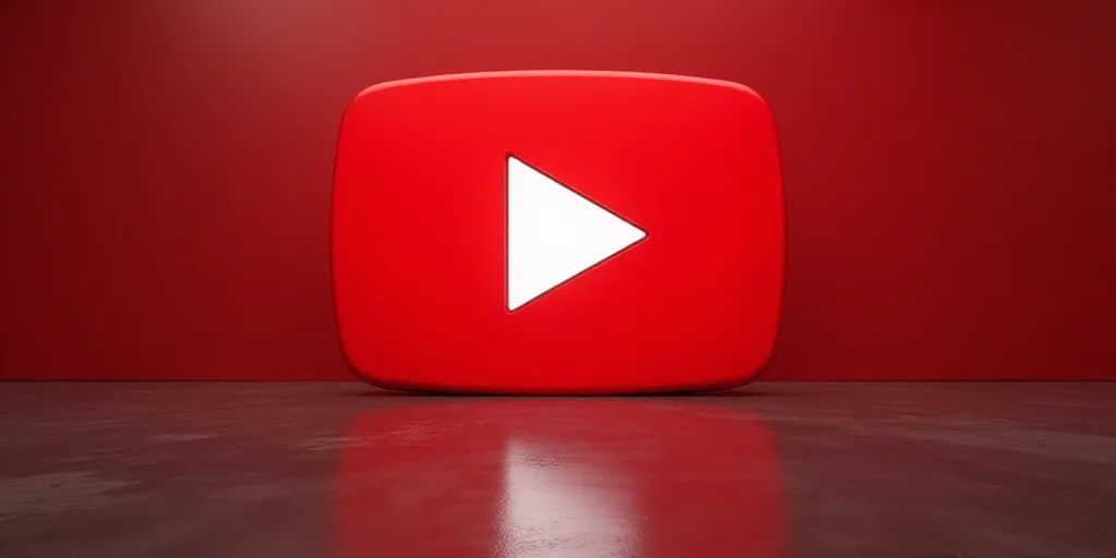 a youtube logo is seen in front of a wall with a red background and a white arrow in the center, Ahm