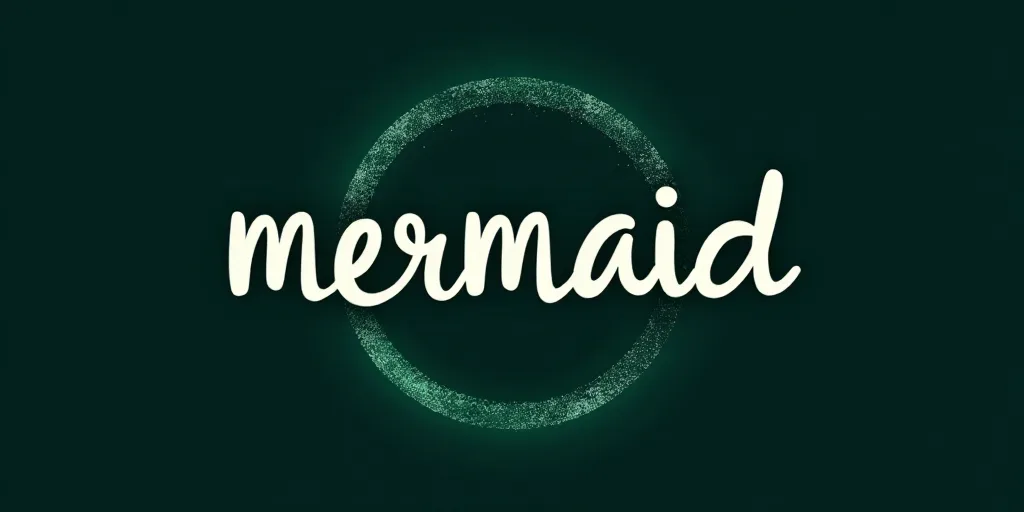 the word mermaid on a dark background with a green circle around it and a white circle around it tha