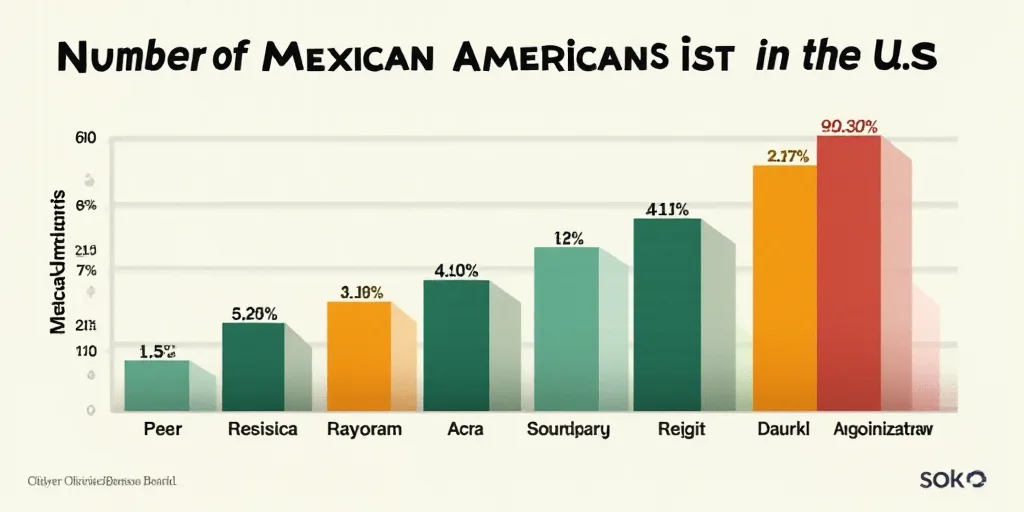 a bar chart with numbers of mexican americans and the number of mexican americans in the us and mexi