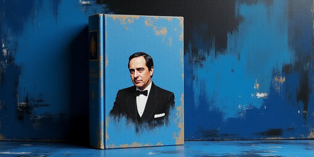 a blue and black book cover with a picture of jose fonseca on it and a black and blue background, Fe