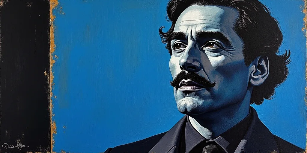 a blue and black book cover with a picture of jose fonseca on it and a black and blue background, Fe