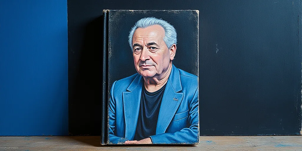 a blue and black book cover with a picture of jose fonseca on it and a black and blue background, Fe