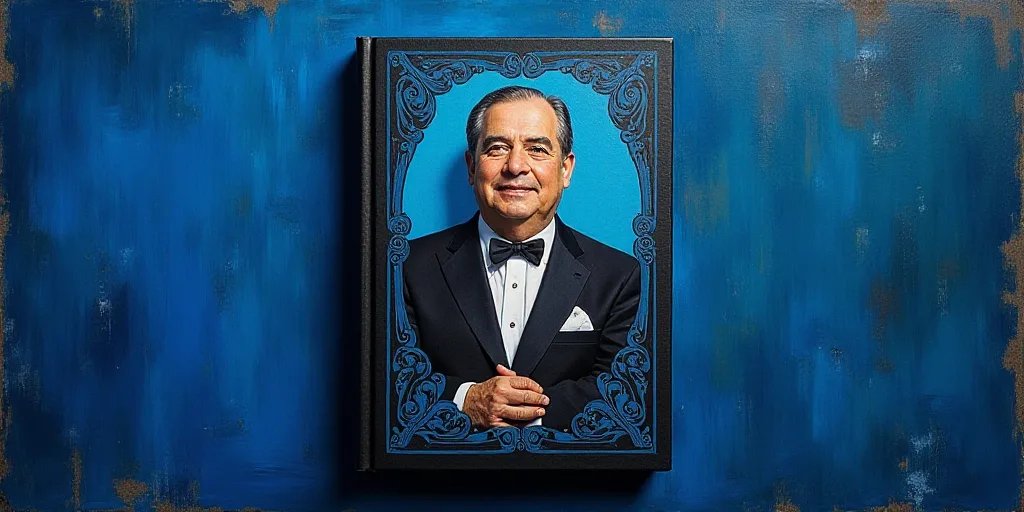 a blue and black book cover with a picture of jose fonseca on it and a black and blue background, Fe
