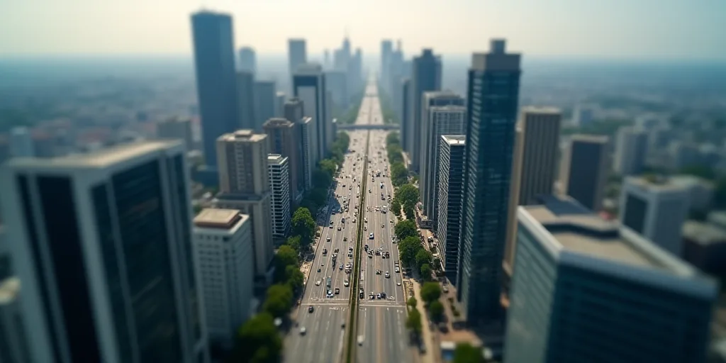 a city with a lot of tall buildings and a lot of traffic on it's sides and a lot of buildings on the