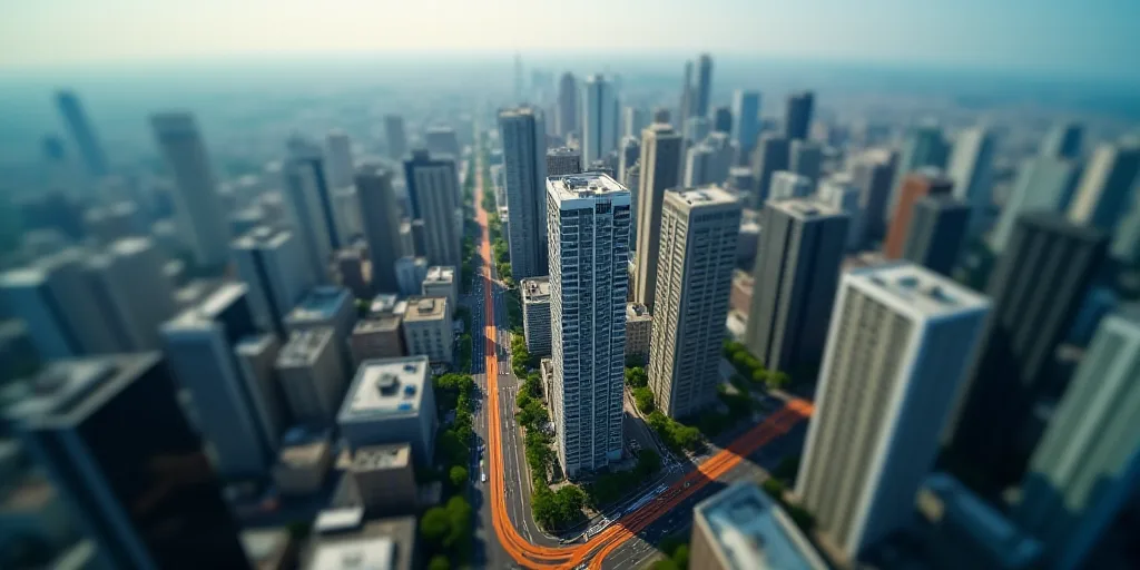 a city with a lot of tall buildings and a lot of traffic on it's sides and a lot of buildings on the