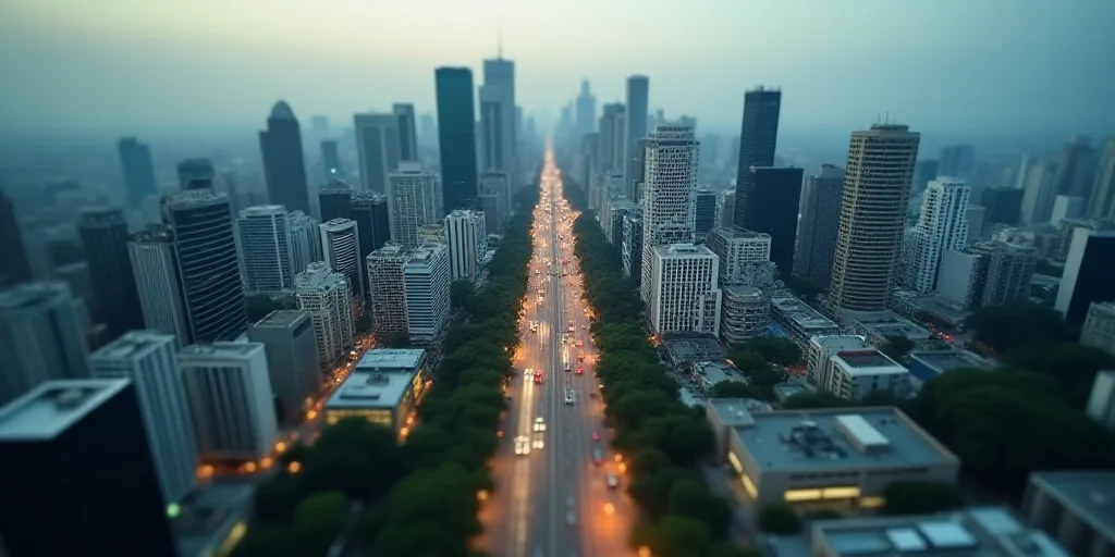 a city with a lot of tall buildings and a lot of traffic on it's sides and a lot of buildings on the