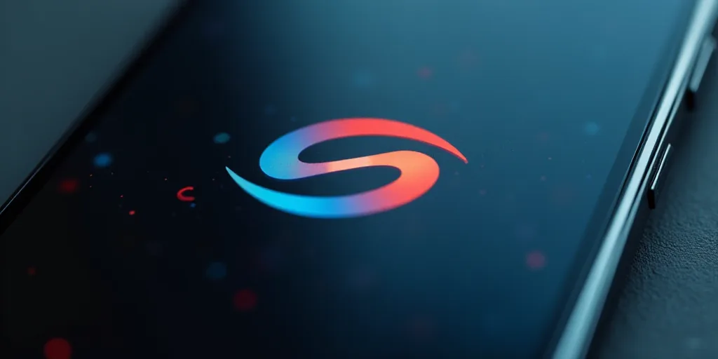 a close up of a cell phone with a temu logo on it's screen and a s on the screen, Baiōken Eishun, a