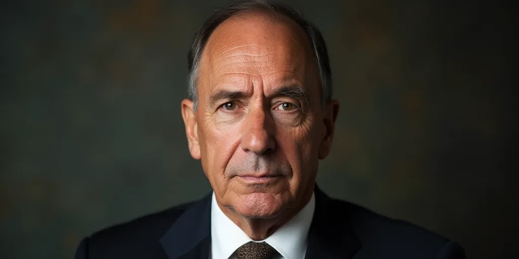 a close up of a person wearing a suit and tie with a suit on and tie on and a suit on, Donald Roller