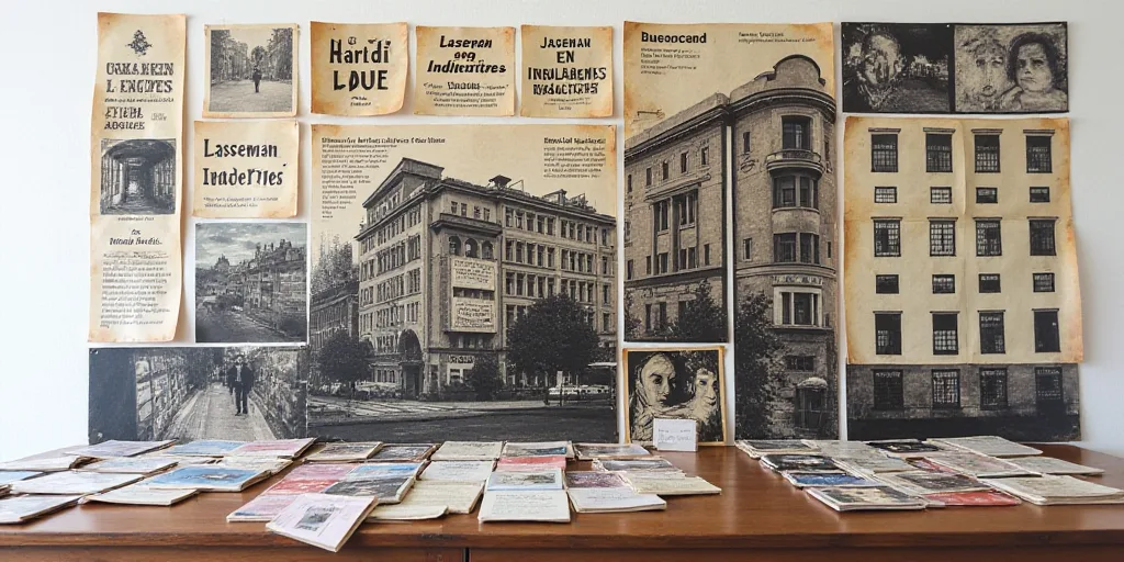 a collage of images with the words laseman en indicateres on them and a picture of a building, Diego
