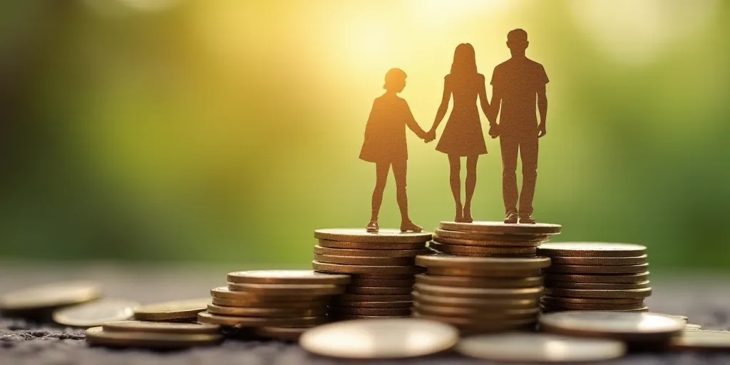 a couple standing on top of a pile of coins with a cutout of them on top of them, Avgust Černigoj,