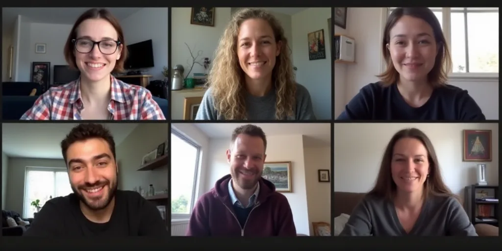 a group of people are on a video call together in a series of photos of people in a room, Aquirax Un