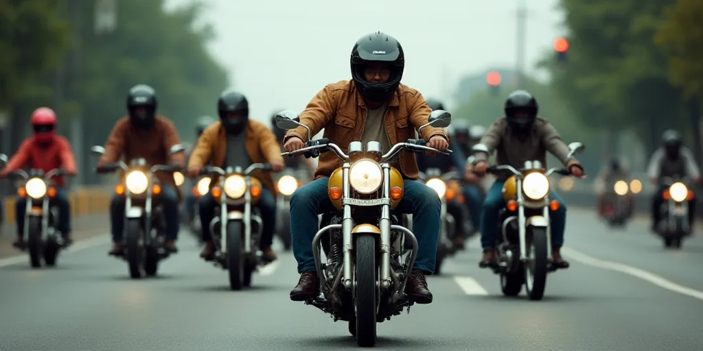 a group of people riding motorcycles down a street together in a parade of people on motorcycles and