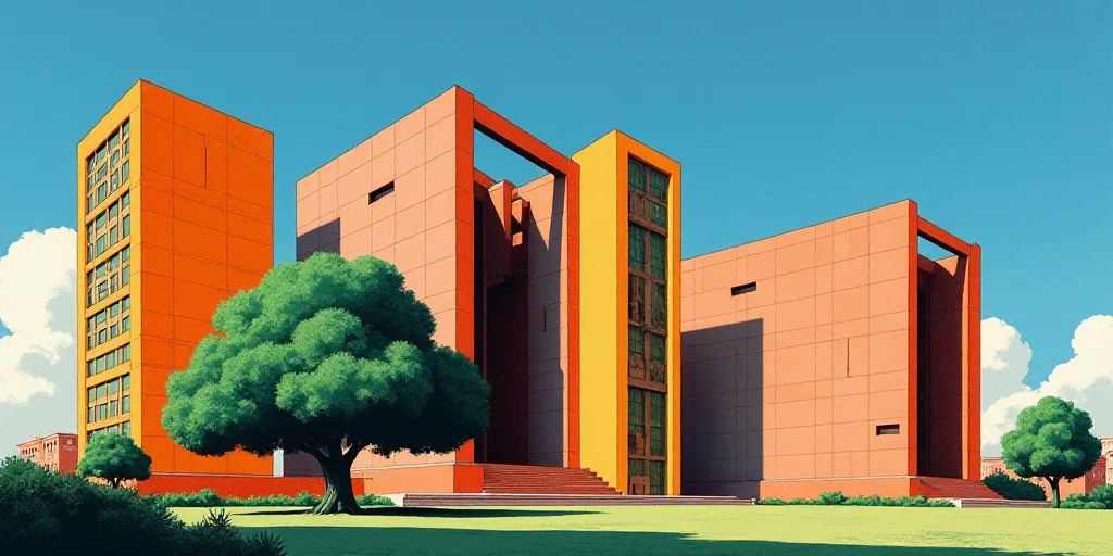 a group of tall buildings with a sky background and a tree in the foreground with a blue sky, David