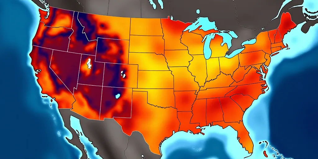 a heat map of the united states showing the temperature of the united states and the temperature of