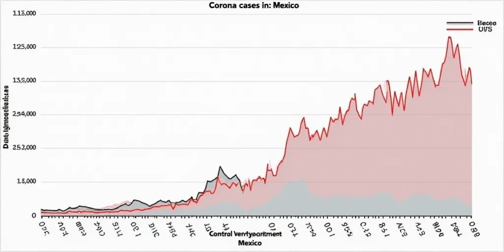 a line graph showing the number of corona cases in mexico and the number of cases in the us and mexi
